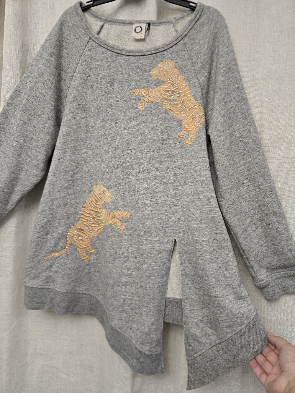 Anthropologie Akemi + Kin Tiger Embroidered Beaded Sweatshirt S